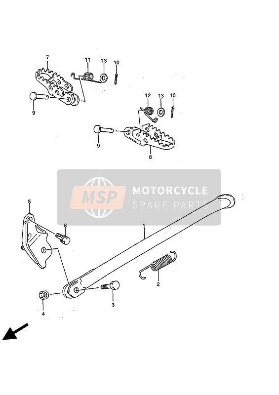 Suzuki RM125 1990 Stand & Footrest for a 1990 Suzuki RM125