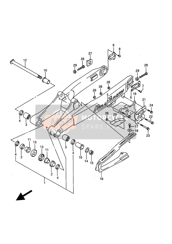 Bras oscillant arrière