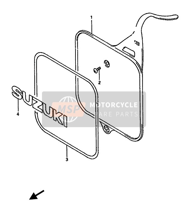 Suzuki RM250 1990 Plaque d'immatriculation avant pour un 1990 Suzuki RM250