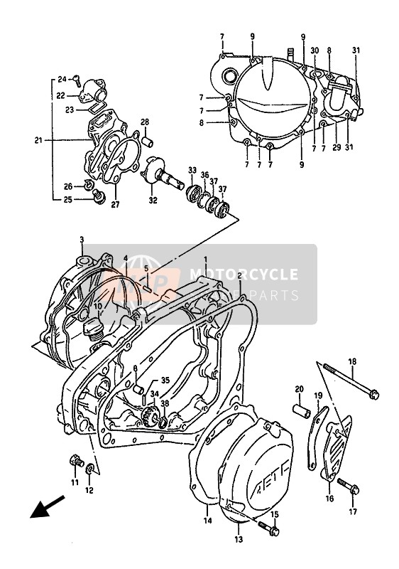 Suzuki RM250 1991 Crankcase Cover & Water Pump for a 1991 Suzuki RM250