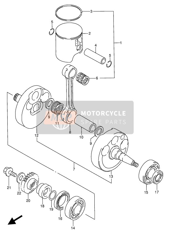 Suzuki RMX-250 1991 Crankshaft for a 1991 Suzuki RMX-250