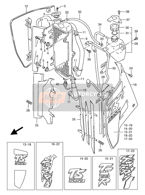 Suzuki TS125R 1991 Radiateur pour un 1991 Suzuki TS125R