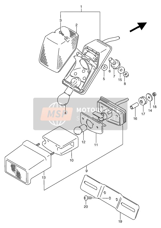 Suzuki TS125R 1991 KOMBINATIONSLICHT HINTEN für ein 1991 Suzuki TS125R