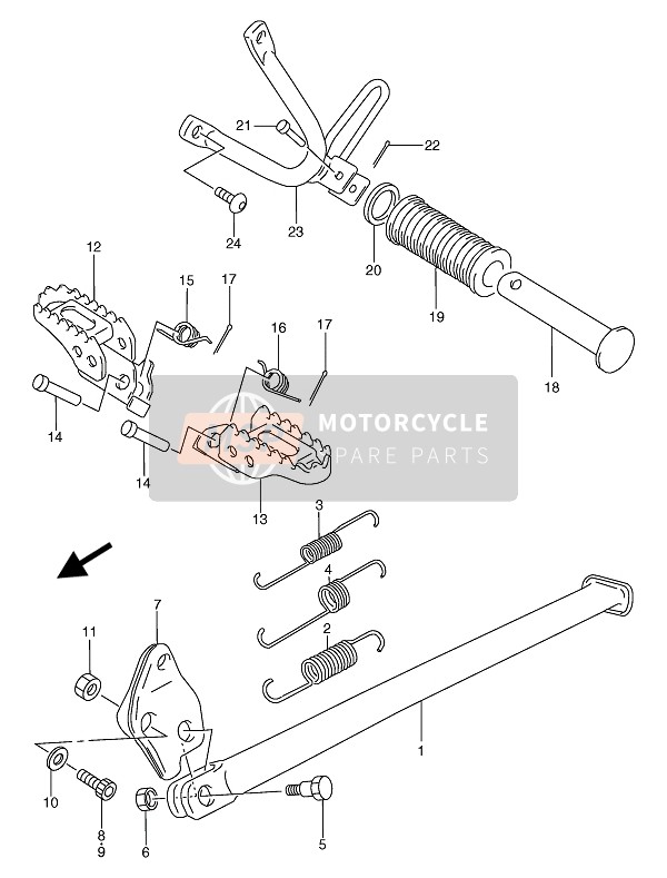 Suzuki TS125R 1991 Estar & Reposapiés para un 1991 Suzuki TS125R