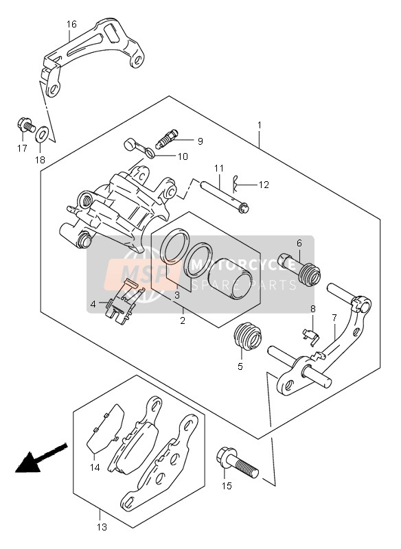 6910003B00999, Caliper Complessivo, Post. RM85, Suzuki, 3