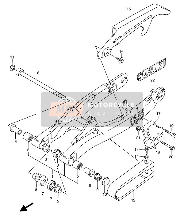 Suzuki TS125R 1991 SCHWINGE HINTEN für ein 1991 Suzuki TS125R