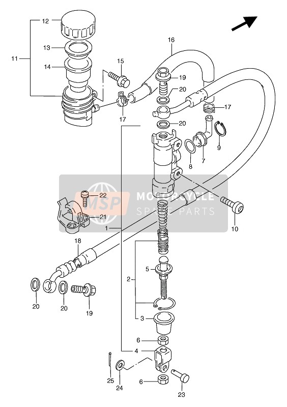 Suzuki TS125R 1991 Rear Master Cylinder for a 1991 Suzuki TS125R