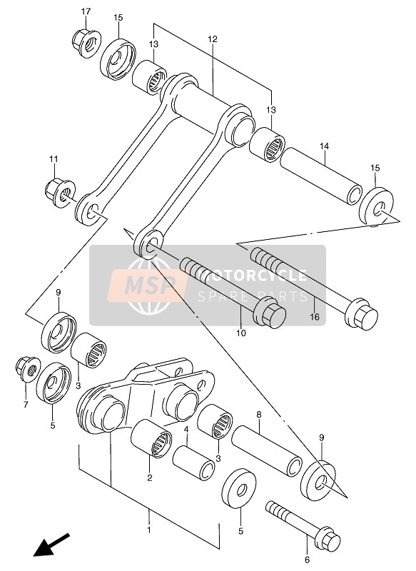 Suzuki TS125R 1992 Palanca del cojín trasero para un 1992 Suzuki TS125R