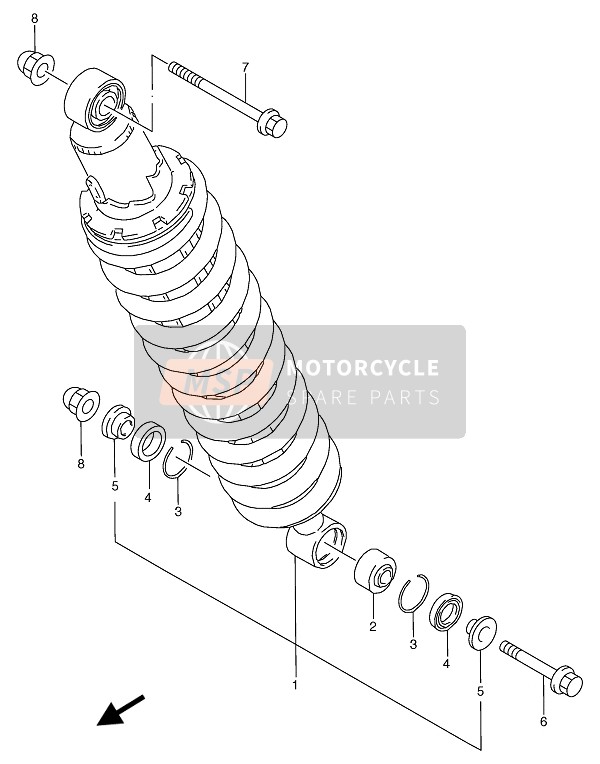 Suzuki TS125R 1993 Rear Shock Absorber for a 1993 Suzuki TS125R