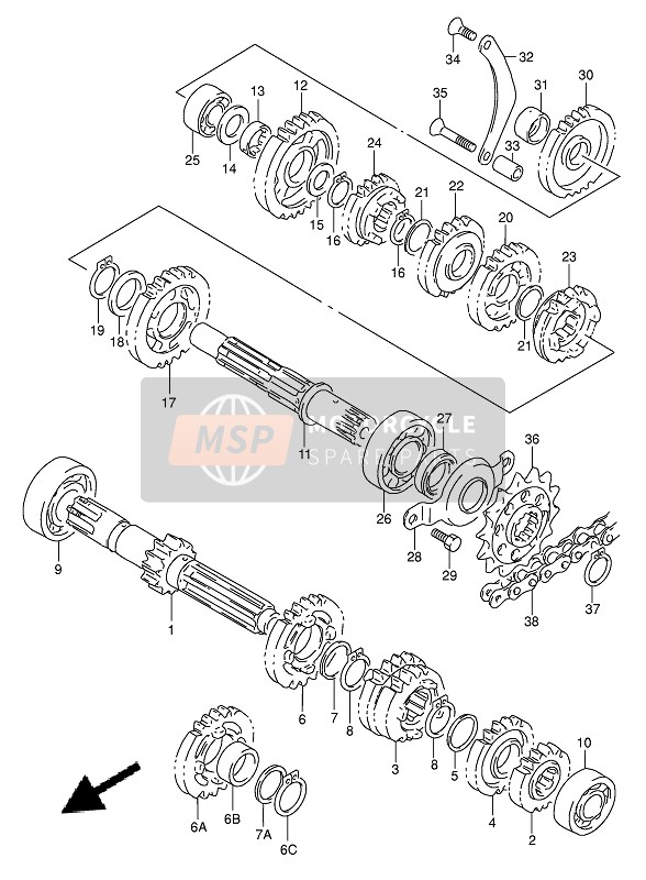 Suzuki DR350 1991 Transmission (E.NO. 106033) for a 1991 Suzuki DR350