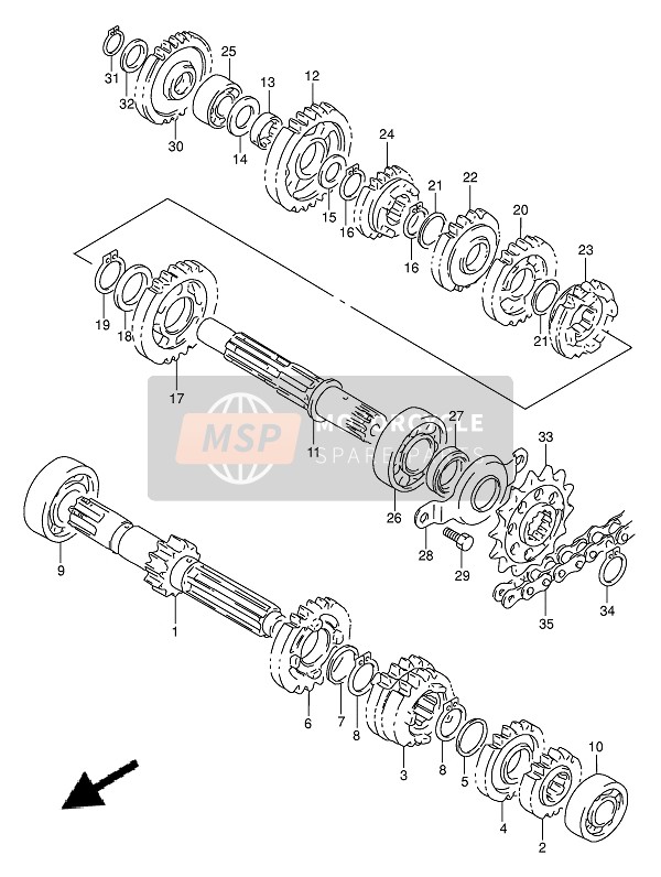 Suzuki DR350 1992 Trasmissione (E.NO. 106032) per un 1992 Suzuki DR350