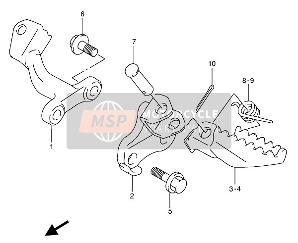 Suzuki DR350 1992 Reposapiés para un 1992 Suzuki DR350