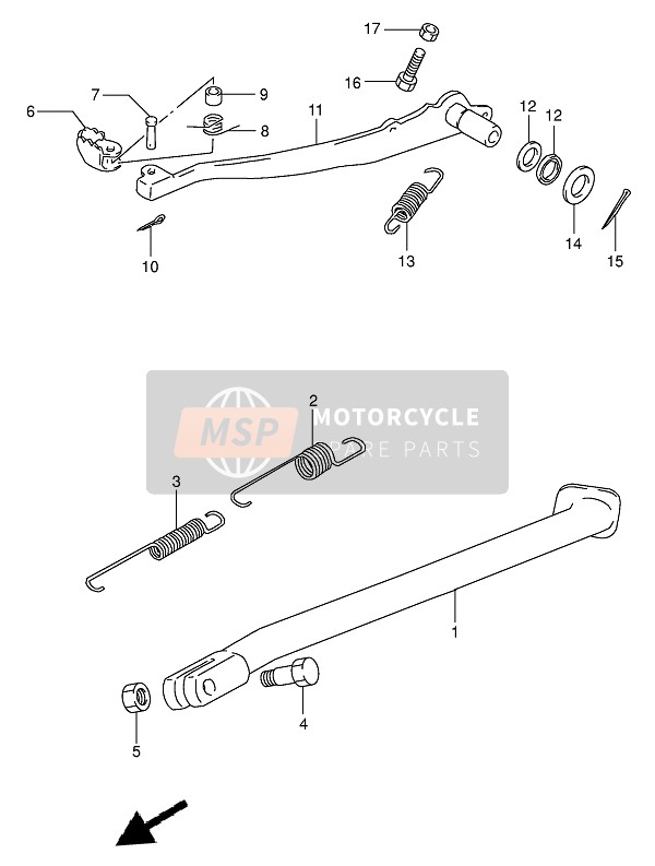 Suzuki DR350 1994 STÄNDER & BREMSE HINTEN für ein 1994 Suzuki DR350