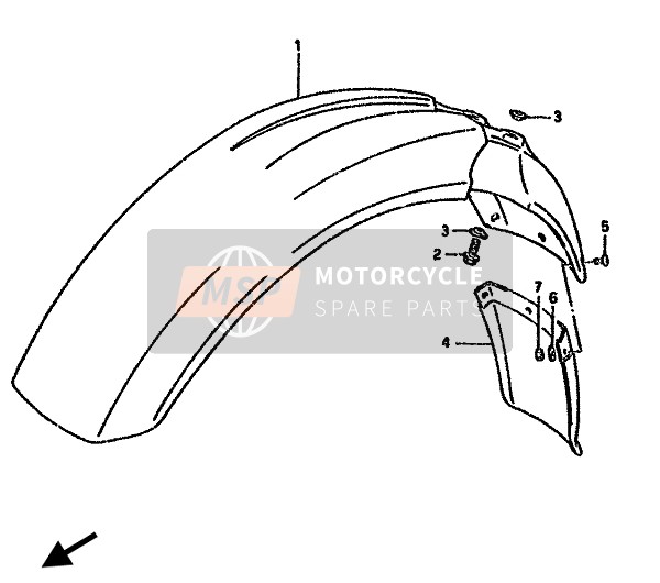 Suzuki DR350S 1991 Parafango anteriore per un 1991 Suzuki DR350S