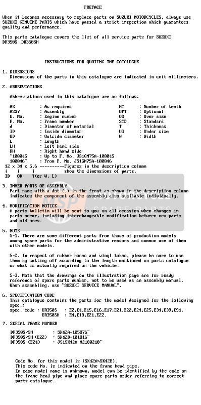 Suzuki DR350S(H) 1992 Preface for a 1992 Suzuki DR350S(H)