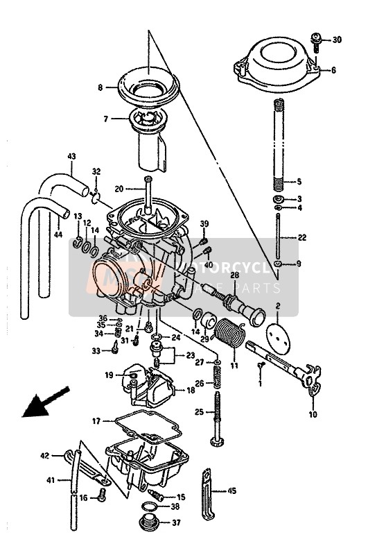 Suzuki DR350S(H) 1992 Carburatore (E24) per un 1992 Suzuki DR350S(H)