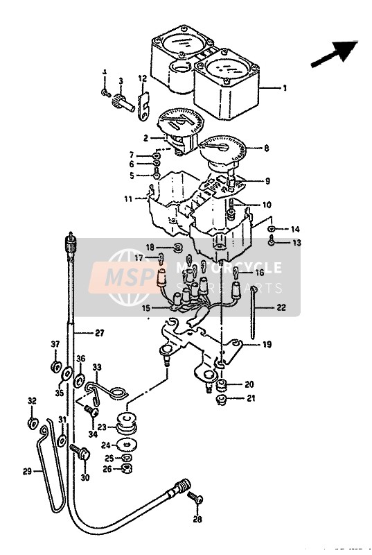 Suzuki DR350S(H) 1992 Snelheidsmeter voor een 1992 Suzuki DR350S(H)