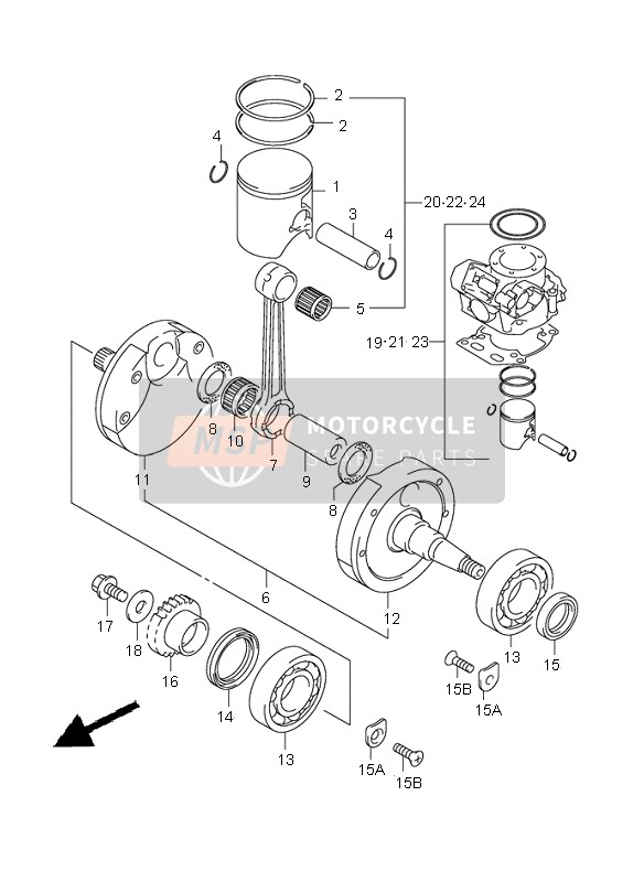 2474137F00, Retainer,  Crankalbero RM250/K5, Suzuki, 1