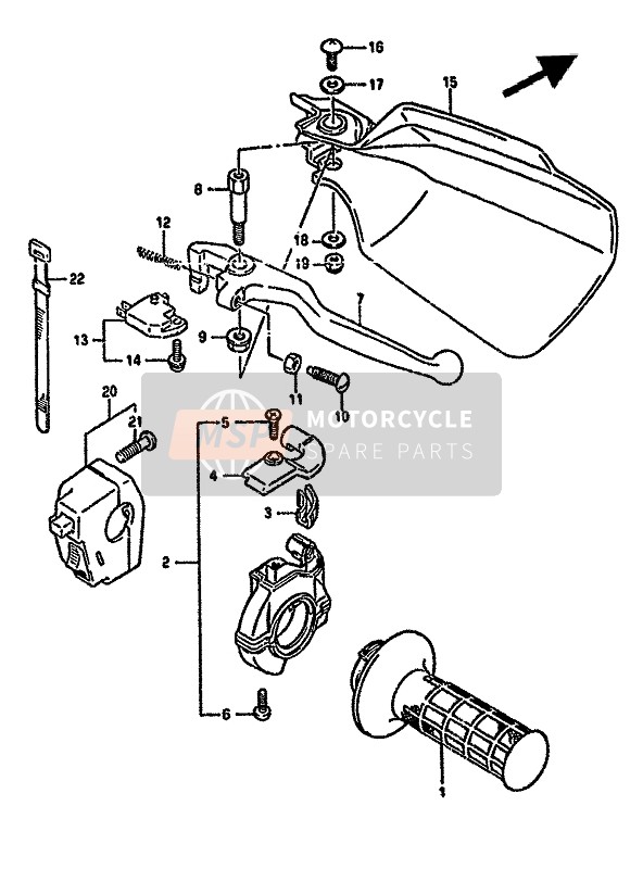 Suzuki DR350S(H) 1992 RECHTER HANDSCHALTER (E24) für ein 1992 Suzuki DR350S(H)