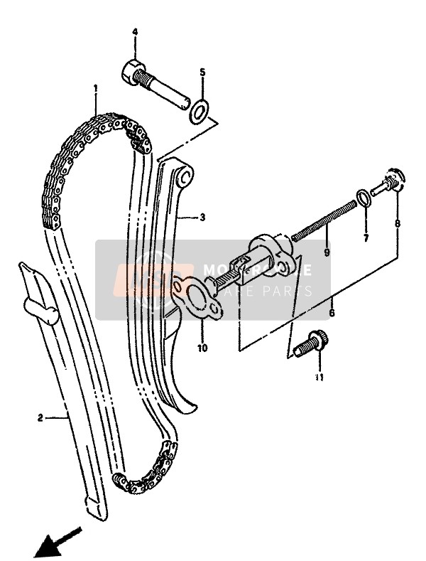 Suzuki DR350S(H)(U) 1993 Cadena de leva para un 1993 Suzuki DR350S(H)(U)