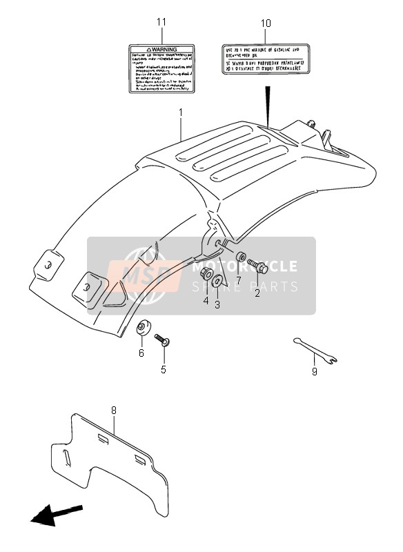 Suzuki RM-X250 1995 Rear Fender for a 1995 Suzuki RM-X250