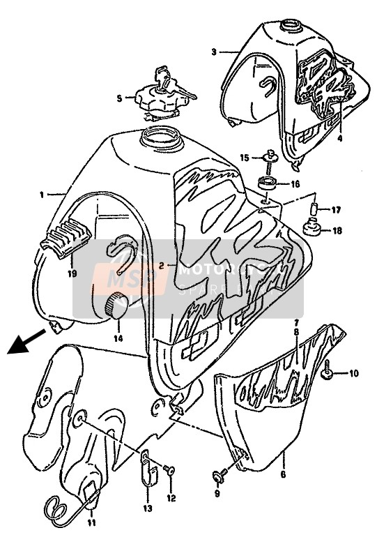 Suzuki DR350S(H)(U) 1993 Fuel Tank for a 1993 Suzuki DR350S(H)(U)