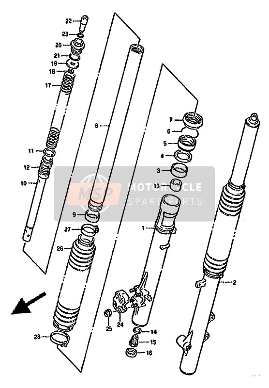 Suzuki DR350S(H)(U) 1993 Amortisseur avant pour un 1993 Suzuki DR350S(H)(U)