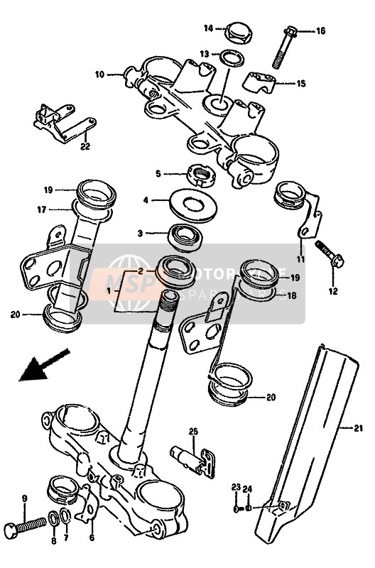 Suzuki DR350S(H)(U) 1993 Piantone dello sterzo (SH) per un 1993 Suzuki DR350S(H)(U)