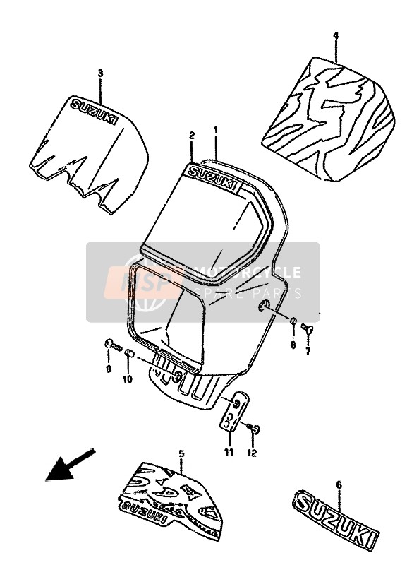 Suzuki DR350S(H)(U) 1993 Cubierta del faro para un 1993 Suzuki DR350S(H)(U)