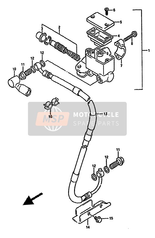 Suzuki DR350S(H)(U) 1993 Maître-cylindre avant (SH) pour un 1993 Suzuki DR350S(H)(U)