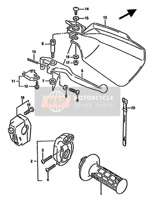 Suzuki DR350S(H) 1994 Interruttore maniglia destra per un 1994 Suzuki DR350S(H)