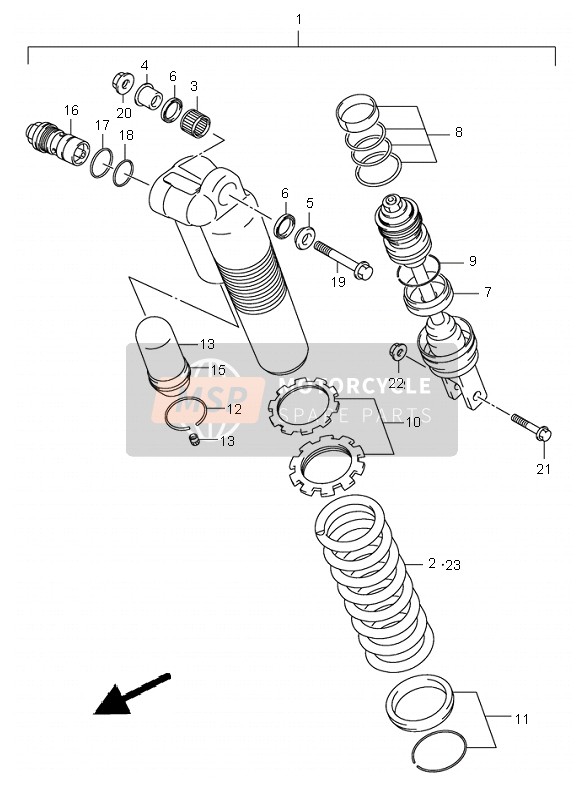 Suzuki RM250 2005 Rear Shock Absorber for a 2005 Suzuki RM250