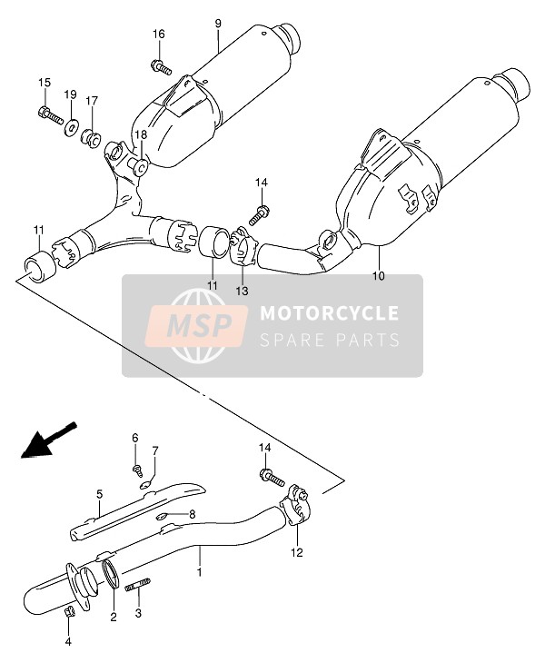 Suzuki DR650RSE (U) 1993 Muffler for a 1993 Suzuki DR650RSE (U)