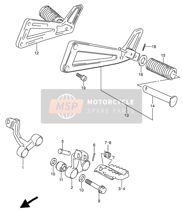 Suzuki DR650RSE (U) 1993 Footrest for a 1993 Suzuki DR650RSE (U)