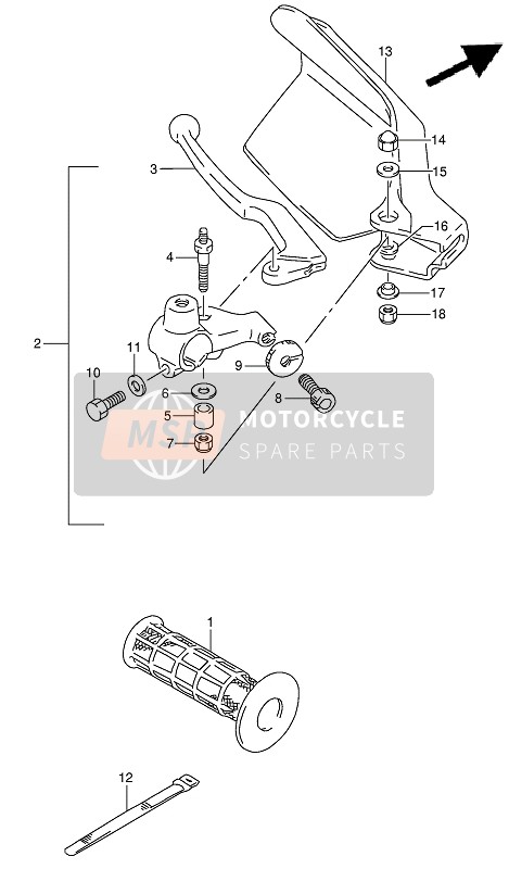 Suzuki DR650RSE(U) 1994 Hendel linkerhandvat voor een 1994 Suzuki DR650RSE(U)