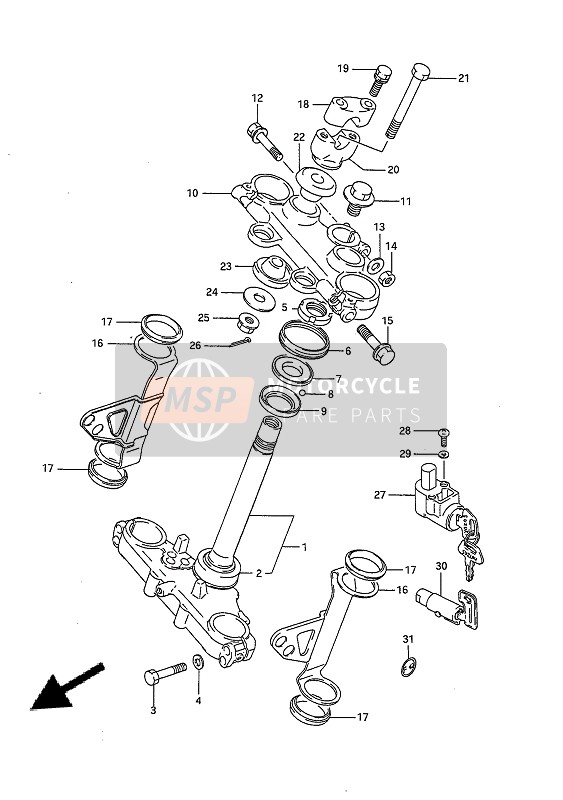 Suzuki DR650R(U) 1991 GABELBRÜCKE für ein 1991 Suzuki DR650R(U)