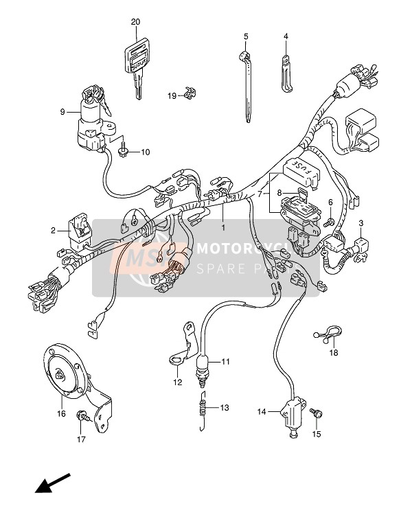 Suzuki DR800S(U) 1993 Kabelboom voor een 1993 Suzuki DR800S(U)