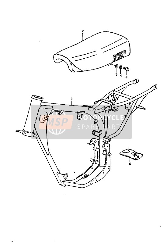 Suzuki RM50  (78-92-96-99) 1996 Frame & Zadel (RM50C) voor een 1996 Suzuki RM50  (78-92-96-99)