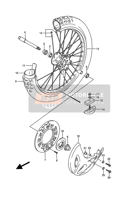 Suzuki RM125 1993 Front Wheel for a 1993 Suzuki RM125