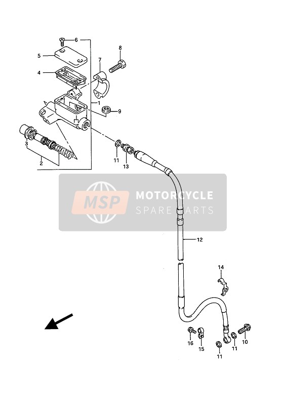 Suzuki RM125 1993 Cilindro maestro delantero para un 1993 Suzuki RM125