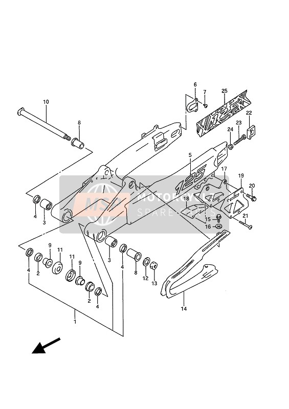 Suzuki RM125 1993 Rear Swing Arm for a 1993 Suzuki RM125