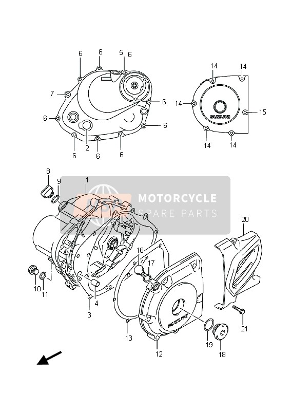 Suzuki DR-Z125 (SW & LW) 2015 KURBELGEHÄUSEABDECKUNG für ein 2015 Suzuki DR-Z125 (SW & LW)