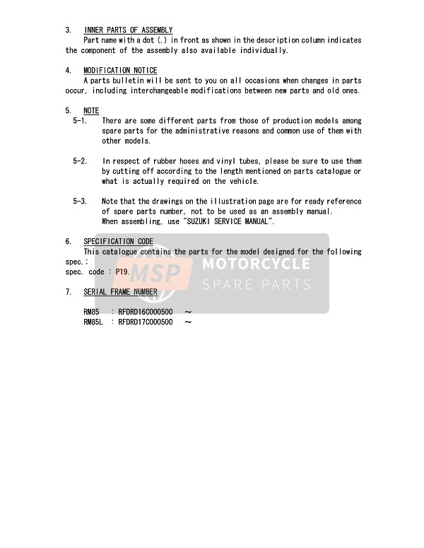 Suzuki RM85 (SW & LW) 2015 Preface 2 for a 2015 Suzuki RM85 (SW & LW)