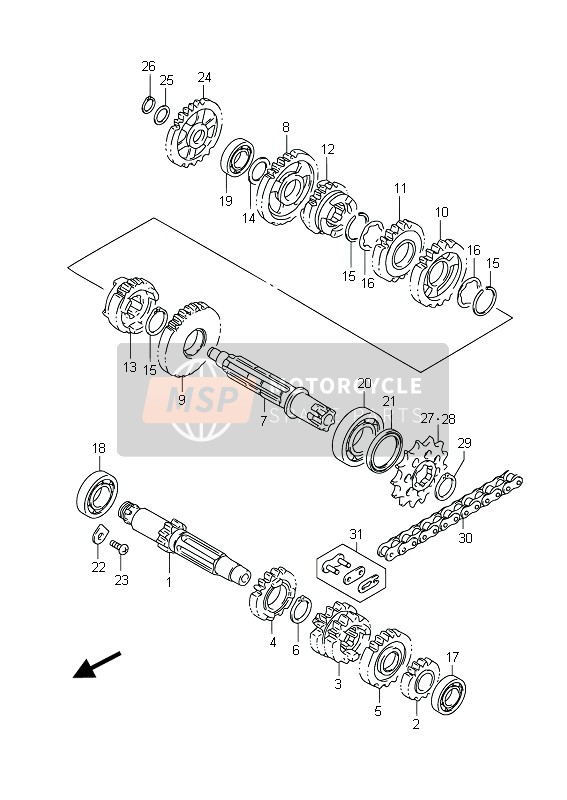 2751120411, Kettingwiel,V., Suzuki, 0