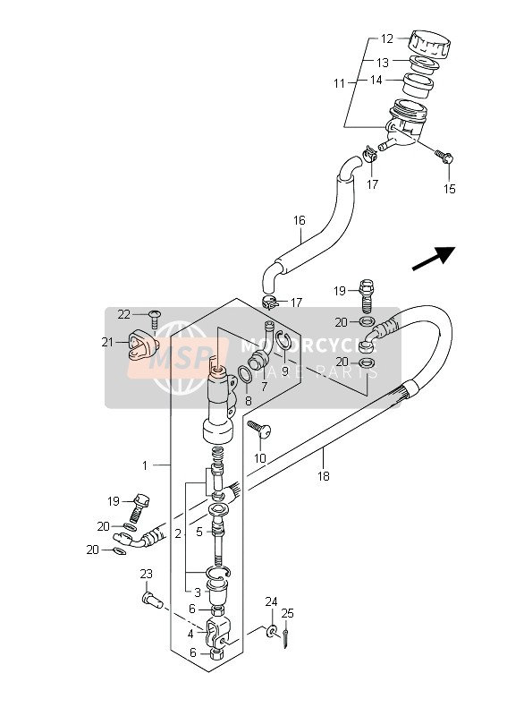 Suzuki RM85 (SW & LW) 2015 Maître-cylindre arrière (LW) pour un 2015 Suzuki RM85 (SW & LW)