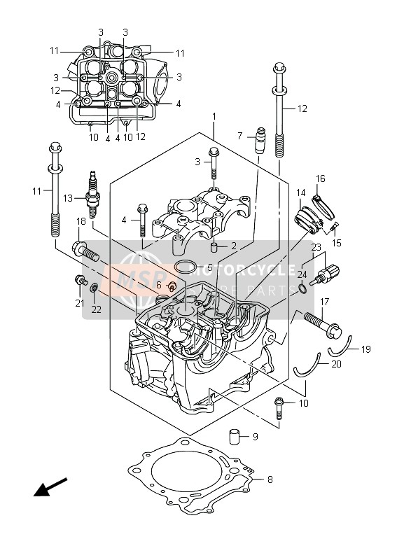 Suzuki RMX450Z 2015 Cilinderkop voor een 2015 Suzuki RMX450Z