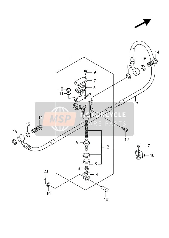 Suzuki RM-Z250 2015 HAUPTZYLINDER HINTEN für ein 2015 Suzuki RM-Z250