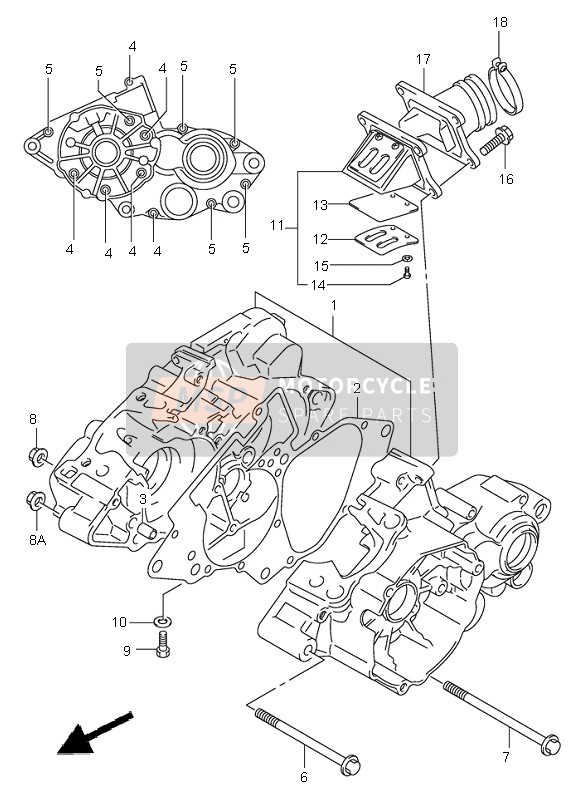 Suzuki RM85 (SW & LW) 2006 Caja Del Cigüeñal para un 2006 Suzuki RM85 (SW & LW)