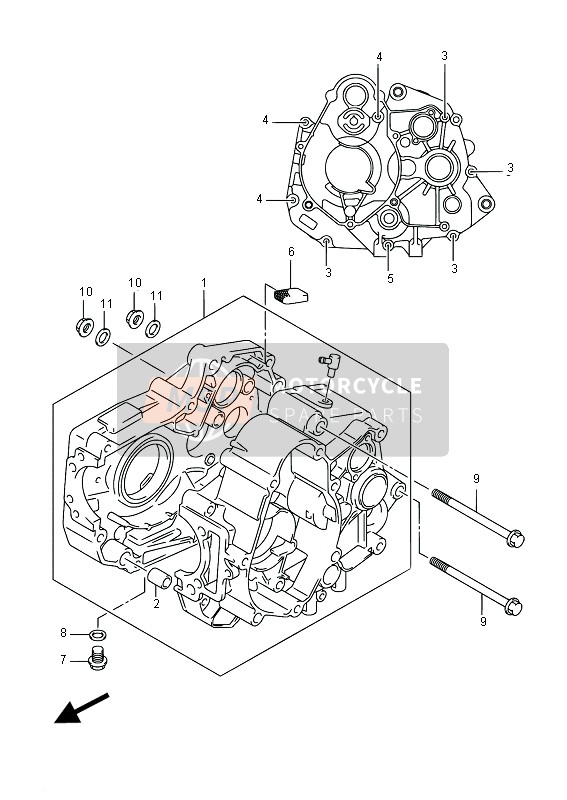 Suzuki DR-Z70 2016 Crankcase for a 2016 Suzuki DR-Z70