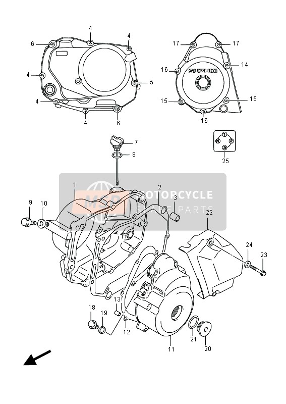 Suzuki DR-Z70 2016 Couvercle de carter pour un 2016 Suzuki DR-Z70